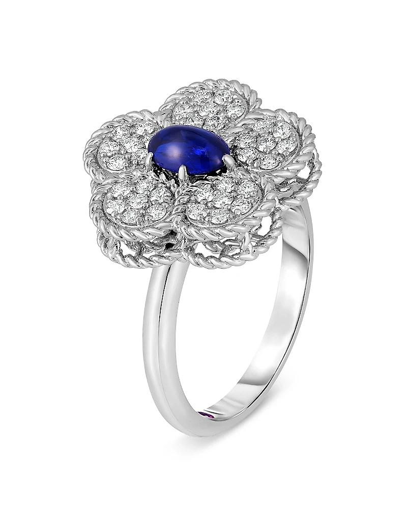 Roberto Coin 18K White Gold Daisy Blue Sapphire & Diamond Flower Ring - Exclusive