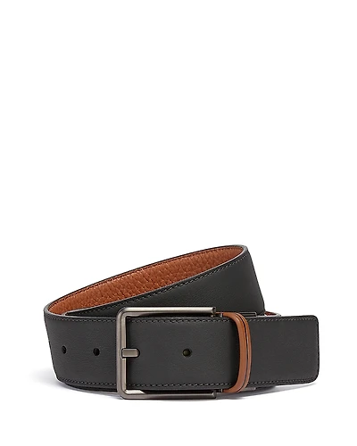 Zegna Men's Vicuna Color Grained Reversible Leather Belt