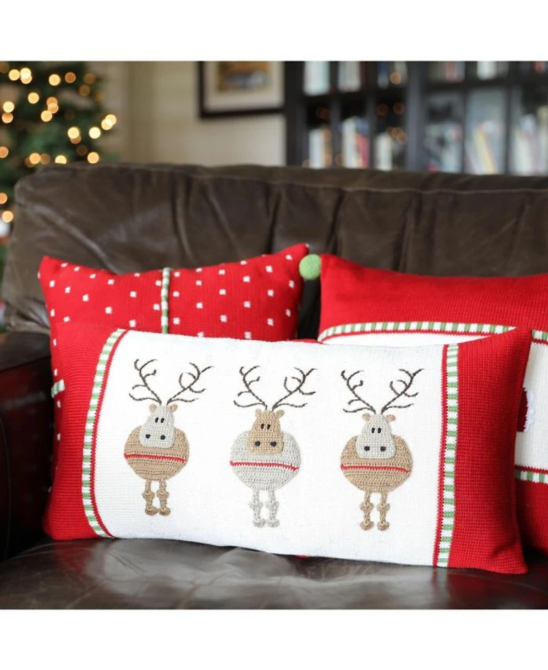 Round Reindeer Holiday Throw Pillow, 10" x 20"