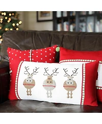 Round Reindeer Holiday Throw Pillow, 10" x 20"