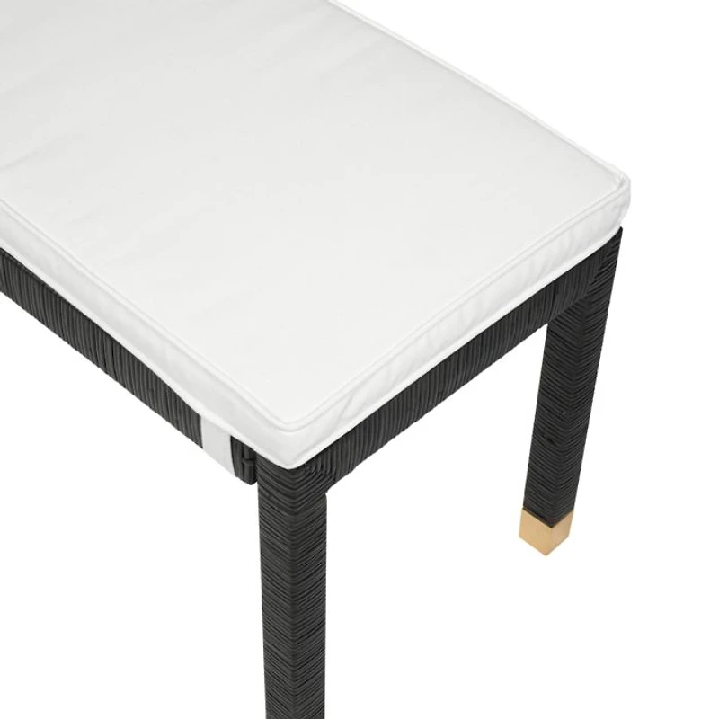 Amara Woven Rattan Performance Fabric Bench in Charcoal
