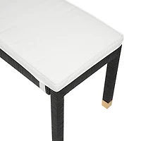 Amara Woven Rattan Performance Fabric Bench in Charcoal