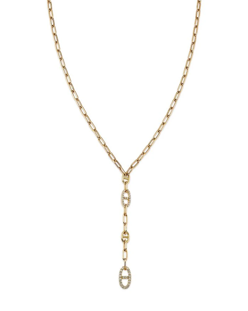 Diamond Link Lariat Necklace in 14K Yellow Gold, 0.50 ct.