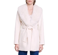 Maje Galaxyo Faux Fur Collar Coat