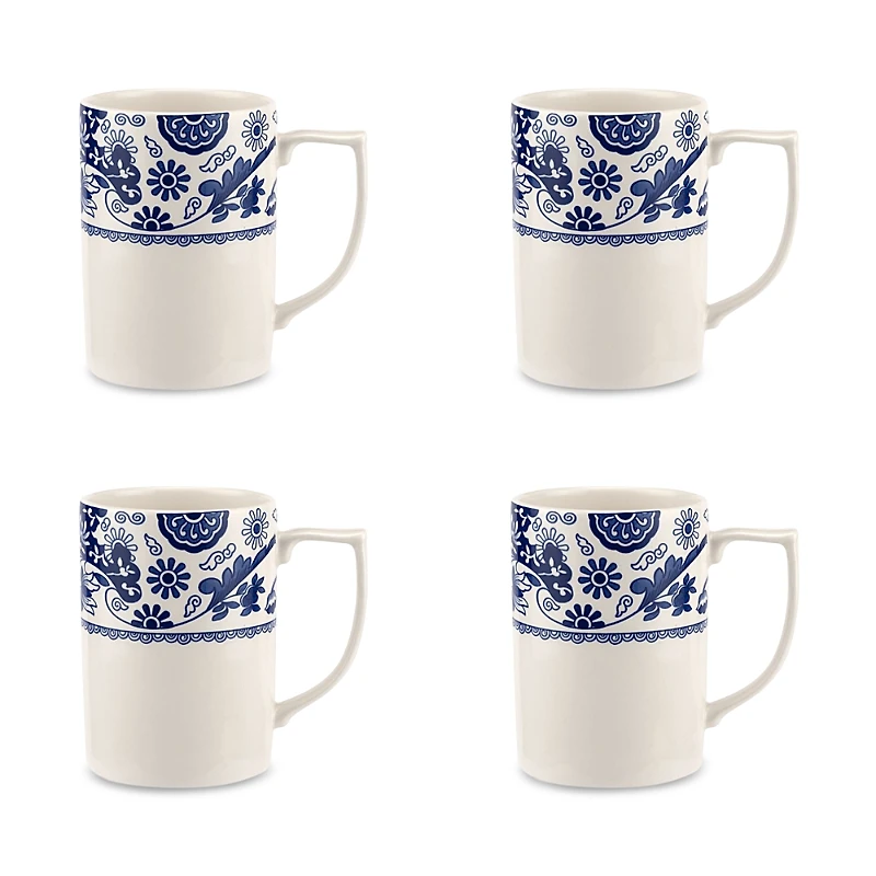 Spode Blue Italian Brocato Mug, Set of 4