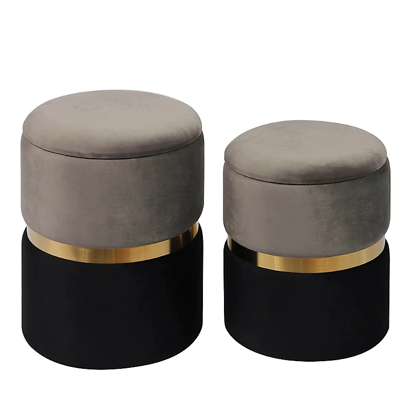 Tov Furniture Gigi Velvet Storage Ottomans - Set of 2