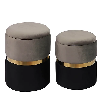 Tov Furniture Gigi Velvet Storage Ottomans - Set of 2