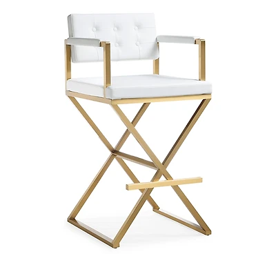 Tov Furniture Director Performance Vegan Leather and Stainless Steel Barstool