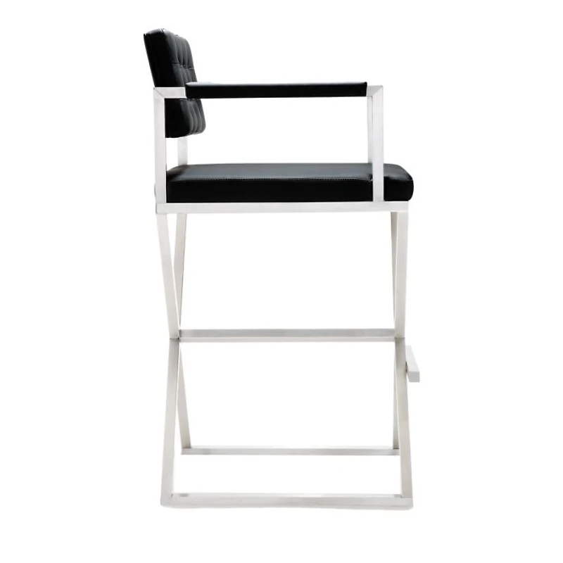 Director Performance Vegan Leather and Stainless Steel Barstool Black