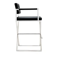 Director Performance Vegan Leather and Stainless Steel Barstool Black