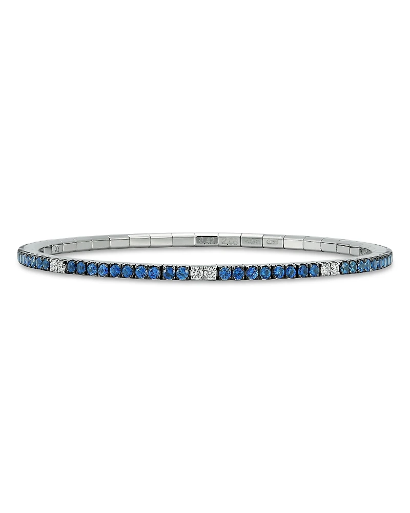 Extensible 18K White Gold Sapphire & Diamond Stretch Tennis Bracelet
