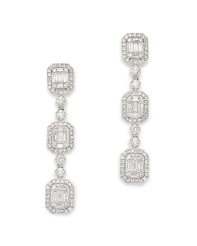 Bloomingdale's Fine Collection Diamond Mosaic Round & Baguette Halo Drop Earrings
