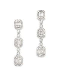 Bloomingdale's Fine Collection Diamond Mosaic Round & Baguette Halo Drop Earrings