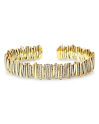 Suzanne Kalan 18K Yellow Gold Classic Diamond Half Pave Cuff Bracelet