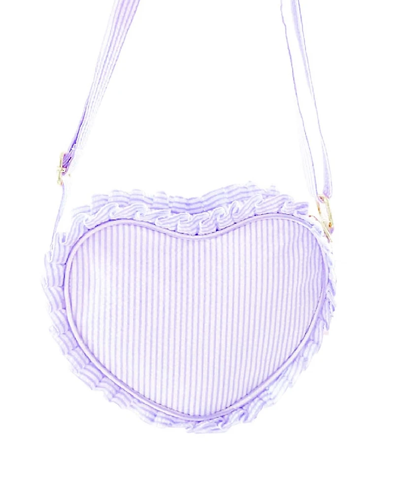 Bits & Bows Girls' Lilly Lavender Seersucker Heart Purse - Little Kid, Big Kid