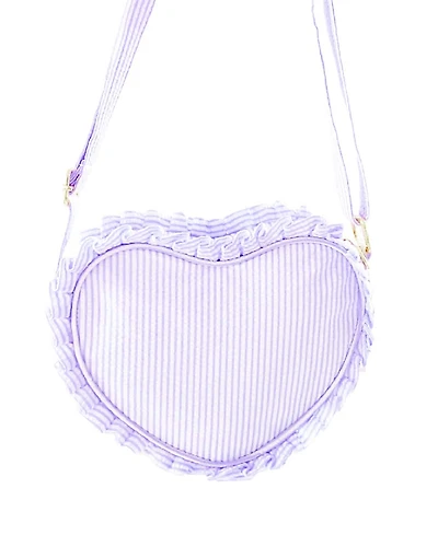 Bits & Bows Girls' Lilly Lavender Seersucker Heart Purse - Little Kid, Big Kid