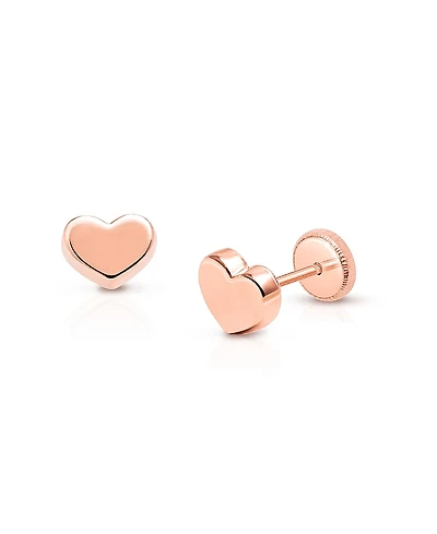 Tiny Blessings Girls' 14K Gold Modern Heart Studs Screw Back Earrings - Baby, Little Kid, Big Kid