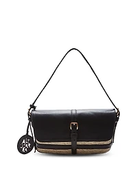 Altuzarra Watermill Leather and Raffia Flap Shoulder Bag