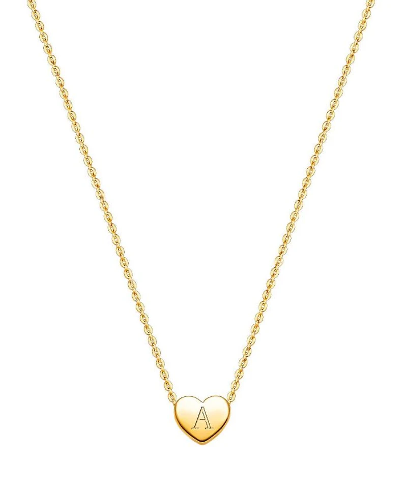 Girls' 14K Gold Mini Sliding Heart & Engraved Initial 13-14" Necklace - Children