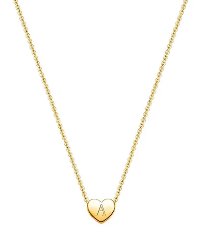 Girls' 14K Gold Mini Sliding Heart & Engraved Initial 13-14" Necklace - Children