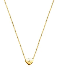 Girls' 14K Gold Mini Sliding Heart & Engraved Initial 13-14" Necklace - Children