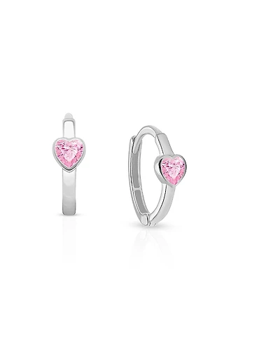 Tiny Blessings Girls' 14K Gold True Love Pink Heart Huggie Hoop Earrings - Little Kid, Big Kid