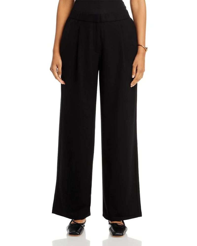 Wool Pleated Wide Leg Pants