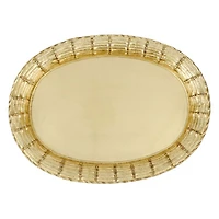Florentine Wooden Gold Basketweave Oval Tray, Large