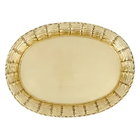Vietri Florentine Wooden Gold Basketweave Oval Tray, Large