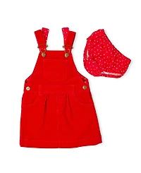 Dotty Dungarees Unisex Bright Red Cord Overall Dress