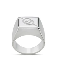 Sterling Silver Diagonal Interlocking G Square Signet Ring