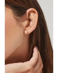 Pavé Huggie Hoop Earrings 18K Gold Plated or Rhodium