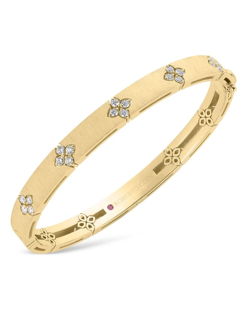 18K Yellow Gold Love in Verona Diamond Flower Bangle