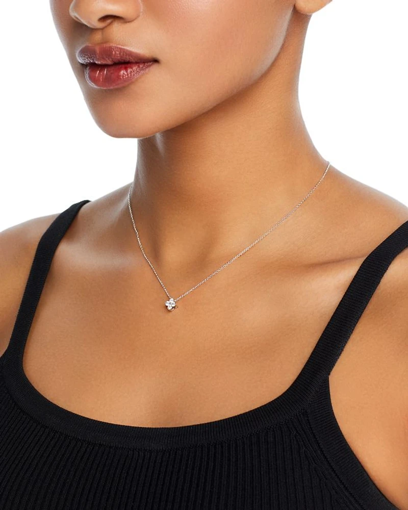 Diamond Flower Pendant Necklace in 14K Gold