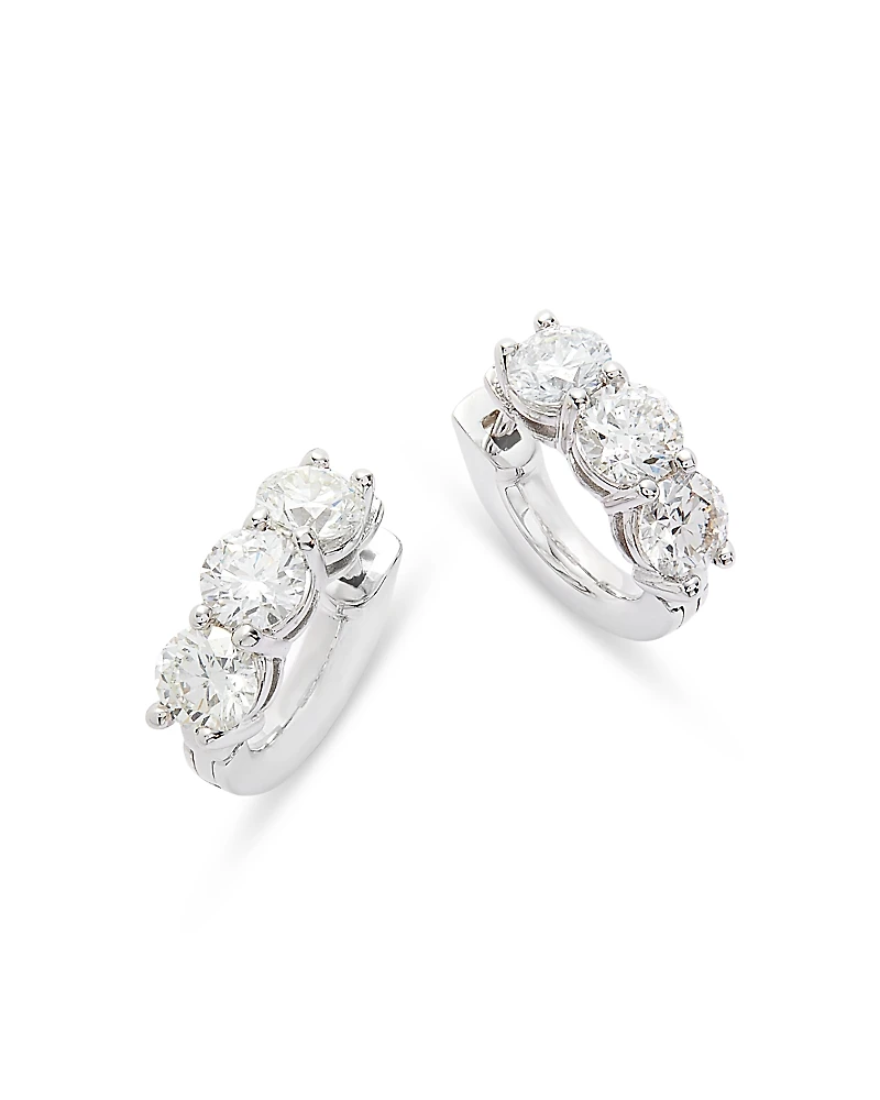 Bloomingdale's Fine Collection Diamond Three Stone Huggie Earrings