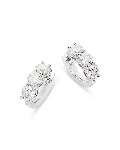 Bloomingdale's Fine Collection Diamond Three Stone Huggie Earrings