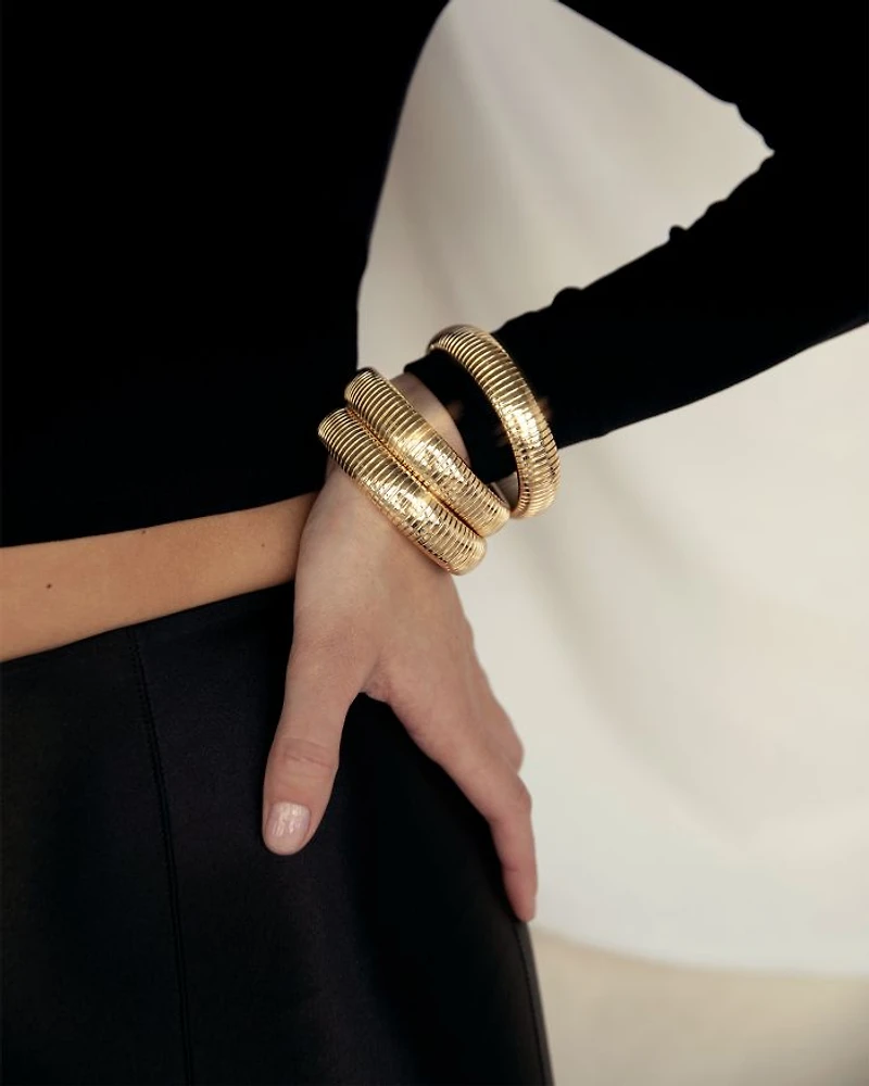 Golden Hour Stretch Bracelets 18K Gold Plated or Rhodium Plated, Set of 3