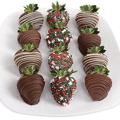 Chocolate Covered Company Premium Belgian Chocolate Covered Holiday Strawberries, 12 Piece