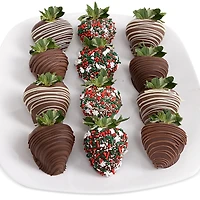Chocolate Covered Company Premium Belgian Chocolate Covered Holiday Strawberries, 12 Piece