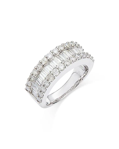 Diamond Baguette & Round Band in 14K White Gold