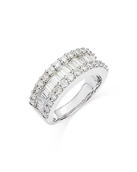 Diamond Baguette & Round Band in 14K White Gold
