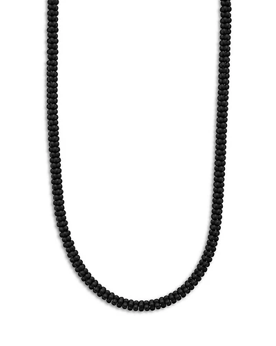 Men's Sterling Silver Anthem Black Ceramic Caviar Bead Necklace, 20" - Exclusive