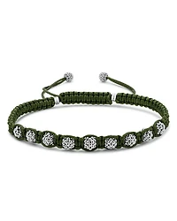Men's Sterling Silver Anthem Caviar Bead Green Macrame Bracelet - Exclusive