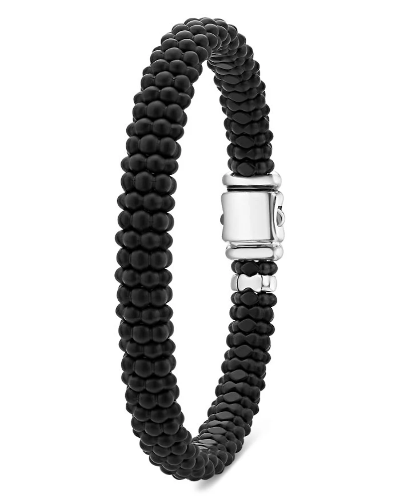 Men's 18K Yellow Gold & Sterling Silver Black Caviar Beaded Bracelet - Exclusive