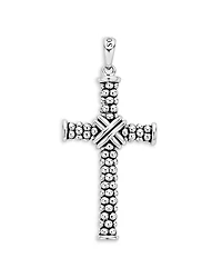 Lagos Men's Sterling Silver Anthem Caviar Bead Cross Pendant