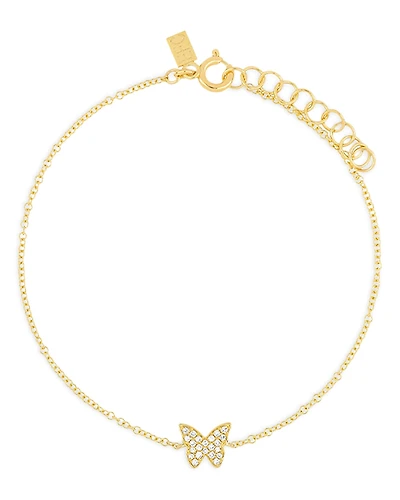 Ef Collection 14K Yellow Gold Diamond Butterfly Bracelet