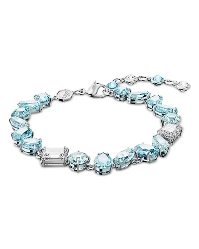 Gema Blue Crystal Mixed Cut Link Bracelet