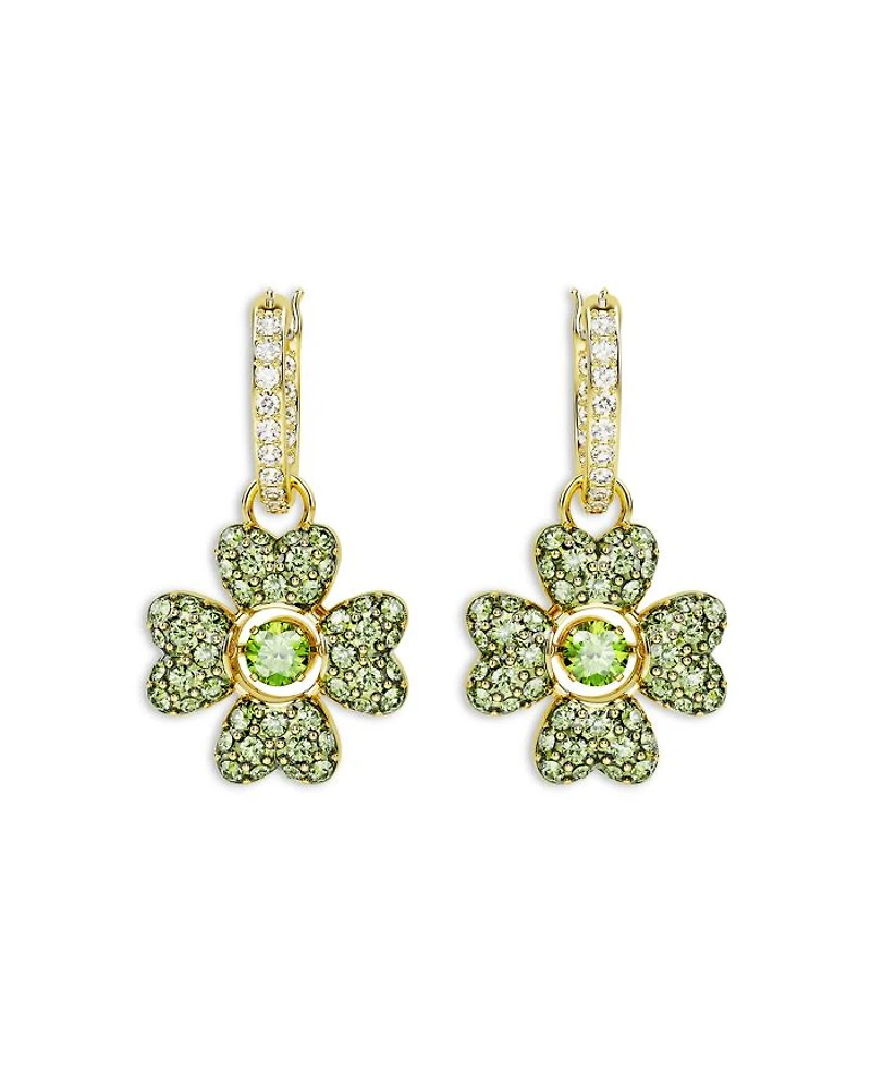 Idyllia Crystal Clover Dangle Hoop Earrings