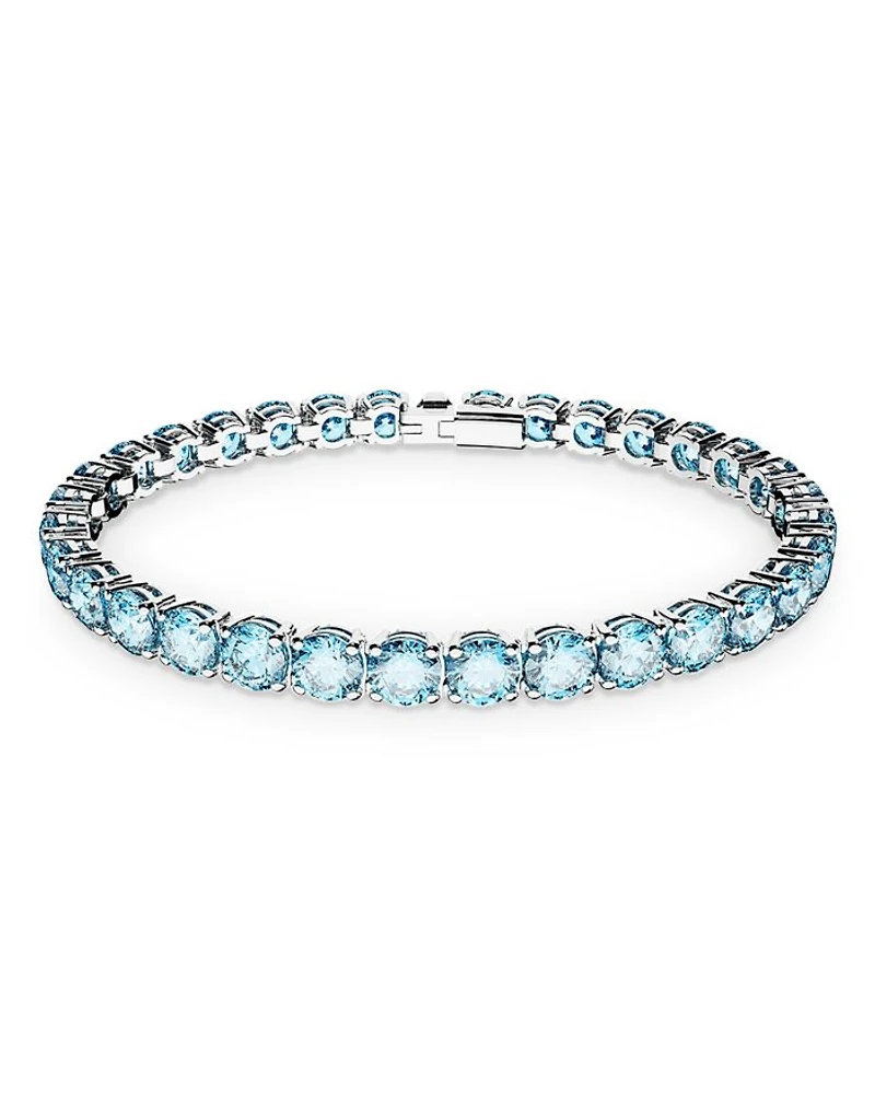 Matrix Blue Crystal Small Tennis Bracelet Rhodium Plated