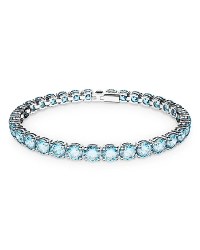 Matrix Blue Crystal Small Tennis Bracelet Rhodium Plated